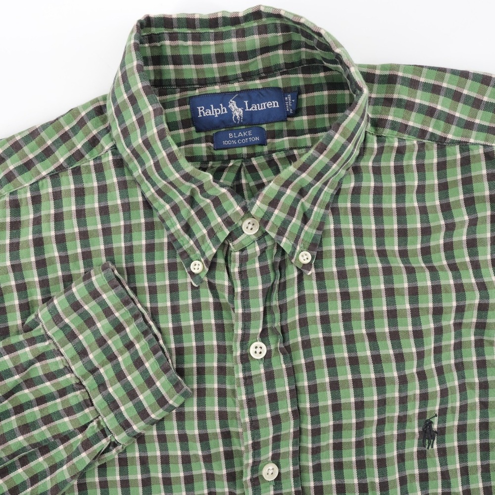 Polo Ralph Lauren Blake Check Plaid Button Down Green Long Sleeve Mens XL Shirt